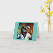 T Rex Mad Scientist Kaart (Gele Bloem)