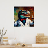 T Rex Mad Scientist Poster (Keuken)
