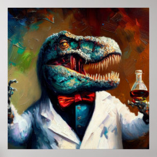 T Rex Mad Scientist Poster