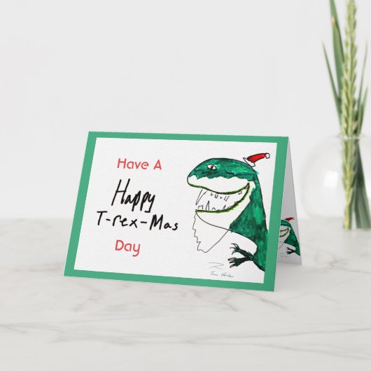 T-Rex-Mas Christmas Kaart (Voorkant)