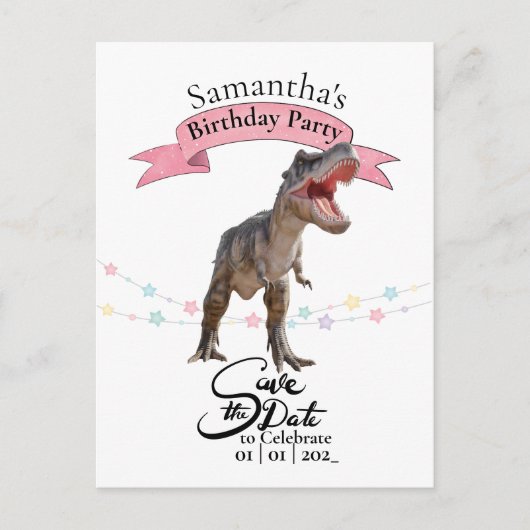 T Rex, Meisje Reserveer de Datum Briefkaart (Voorkant)