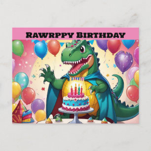 T-Rex met ballonnen op de achtergrond Briefkaart