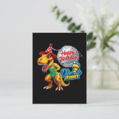 T-Rex met groen hardloopoutfit Briefkaart (Staand voorkant)
