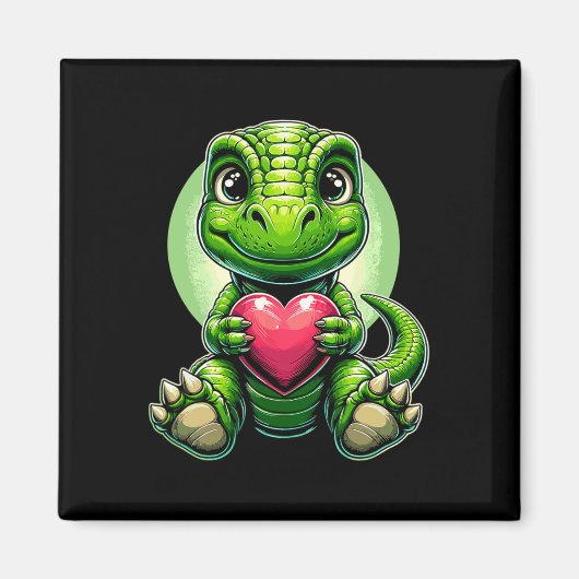 T-rex met hart Valentijnsdag Schattige dinosaurus Magneet (Voorkant)