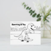 T-Rex met helm op een skateboard Briefkaart (Staand voorkant)