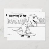 T-Rex met helm op een skateboard Briefkaart (Voorkant / Achterkant)