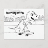 T-Rex met helm op een skateboard Briefkaart (Voorkant)