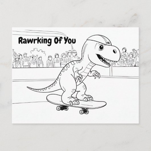 T-Rex met helm op een skateboard Briefkaart (Voorkant)