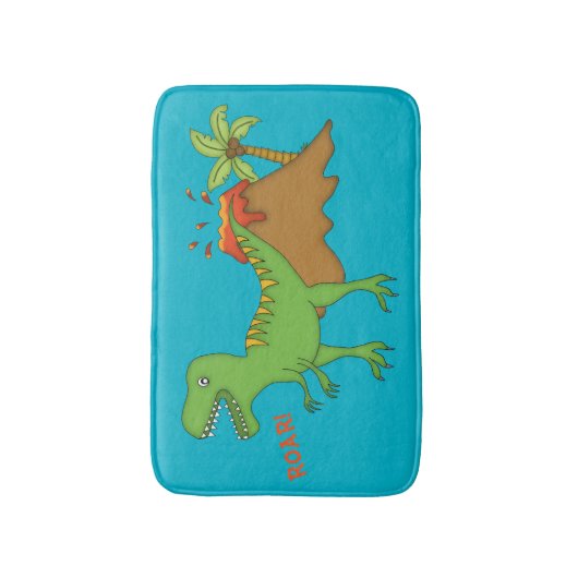 T-Rex met Kinder vulkaan Badmat (Voorkant Verticaal)