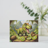 T-Rex met kiwi's Briefkaart (Staand voorkant)