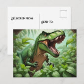 T-Rex met munt Briefkaart (Voorkant / Achterkant)