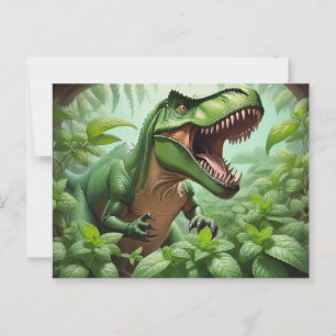 T-Rex met munt Briefkaart