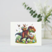 T-Rex met paashaas Feestdagenkaart (Staand voorkant)
