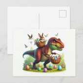 T-Rex met paashaas Feestdagenkaart (Voorkant / Achterkant)