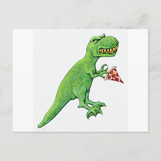 T-Rex met Pizza Briefkaart (Voorkant)