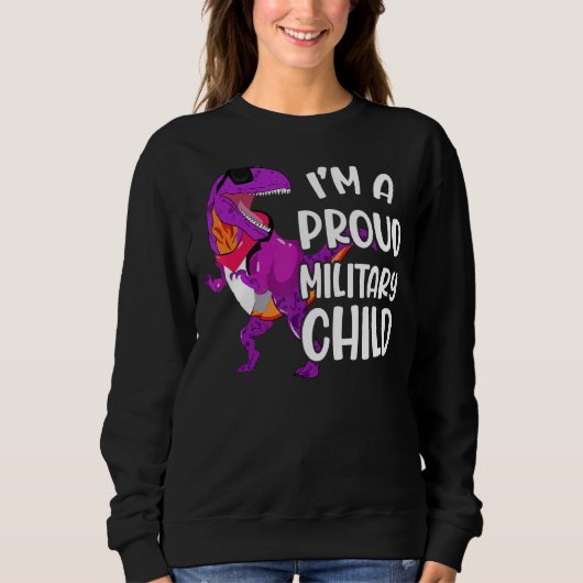 T Rex Militaire Kindmaand Paars militaire Kinderen Trui (Voorkant)