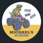 T-Rex Monster Truck Dinosaur Kids Birthday Party Ronde Sticker<br><div class="desc">Kute party gunsten voor kinderen,  jongens of meisjes die van dinosaurussen houden en t-rex. Ideaal voor kinderen op verjaardagsfeestje,  feestvieren en dankjewel op het label. U kunt de tekst voor baby shower of andere gelegenheid en partij ook aanpassen.</div>