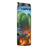 T-Rex Monster Truck Fiery Chase Thermosbeker (Geroteerd rechts)