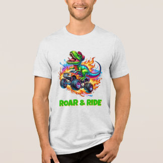T.Rex Monster Truck | Leuke Dinosaur Cartoon Ontwe Tri-Blend Shirt