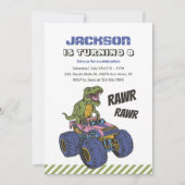 T-Rex Monster Truck Rawr Dinosaur Kids Birthday Kaart (Voorkant)