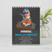 T rex monster truck thema kaart (Staand voorkant)