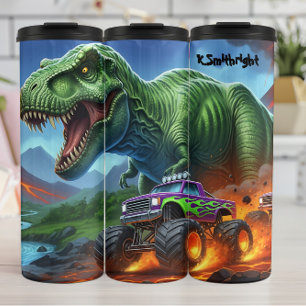 T-Rex Monster Truck Vuurachtige Jacht Thermosbeker