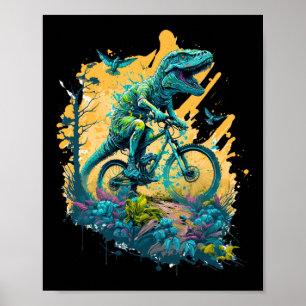 T-rex Mountainbike Fietspad Fietsen Tyrannosa Poster