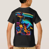 T-Rex Neon Dinosaurus Kinderen Basic T-Shirt (Achterkant)