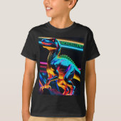 T-Rex Neon Dinosaurus Kinderen Basic T-Shirt (Voorkant)