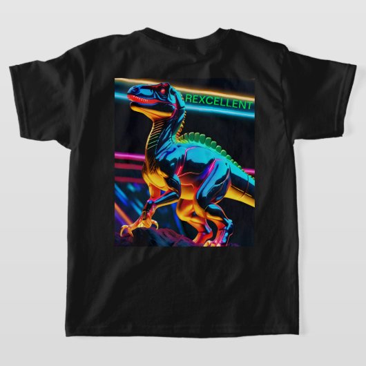 T-Rex Neon Dinosaurus Kinderen Basic T-Shirt (Laag Achter)