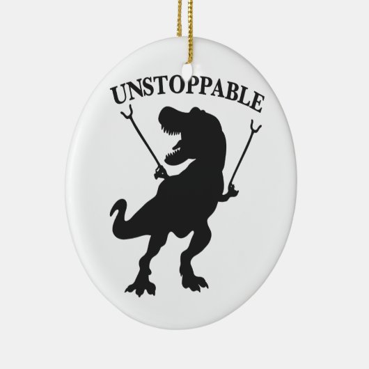 T-rex niet te stoppen - Kies achtergrondkleur Keramisch Ornament (Rechts)