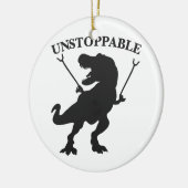 T-rex niet te stoppen - Kies achtergrondkleur Keramisch Ornament (Links)