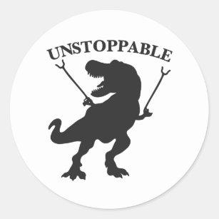 T-rex niet te stoppen - Kies achtergrondkleur Ronde Sticker