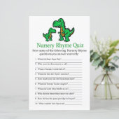 T-rex Nursery Rhyme Quiz baby shower game (Staand voorkant)