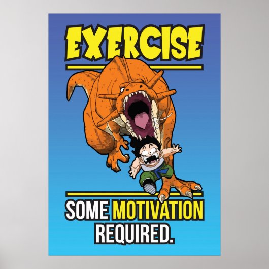 T-Rex oefening Motivation - Funny Anime Gym Poster (Voorkant)