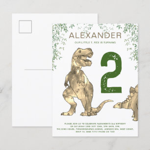 T. rex oerwoud 2e verjaardag van de begroting van  uitnodiging briefkaart