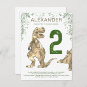 T. rex oerwoud 2e verjaardag van de begroting van  uitnodiging briefkaart (Voorkant / Achterkant)