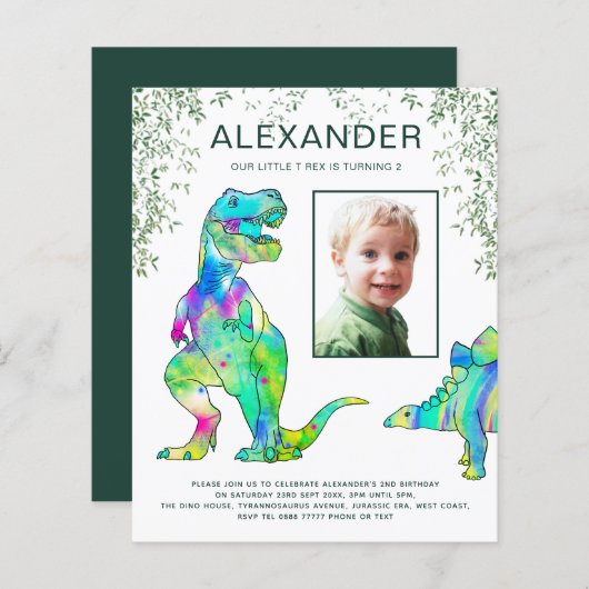 T Rex Oerwoud Birthday Party (Voorkant / Achterkant)