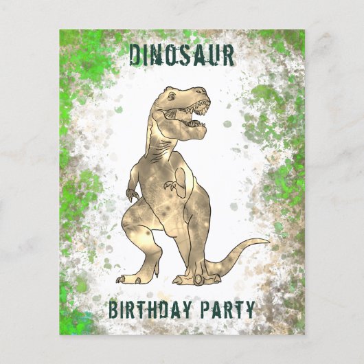 T Rex Oerwoud Birthday Party - fotobudget Flyer (Achterkant)