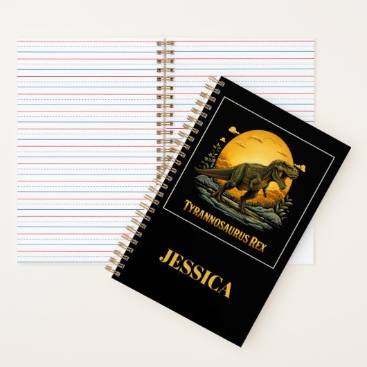 T-Rex onder de prehistorische maan Notitieboek (Binnen)