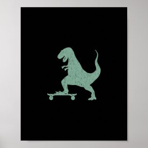 T-Rex Op Een Skateboard Grunge Dinosaur Skateboard Poster
