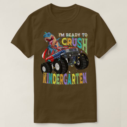 T Rex op Monster Truck - Ik ben klaar om Kinder te T-shirt (Design voorkant)
