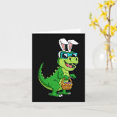 T Rex paashaas met eieren mand plezier dinosaurus  Kaart (Gele Bloem)