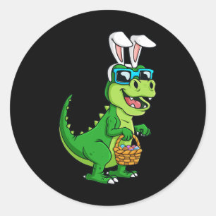 T Rex paashaas met eieren mand plezier dinosaurus Ronde Sticker