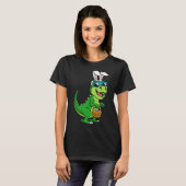 T Rex paashaas met eieren mand plezier dinosaurus T-shirt (Voorkant volledig)
