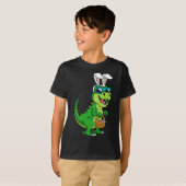 T Rex paashaas met eieren mand plezier dinosaurus T-shirt (Voorkant volledig)