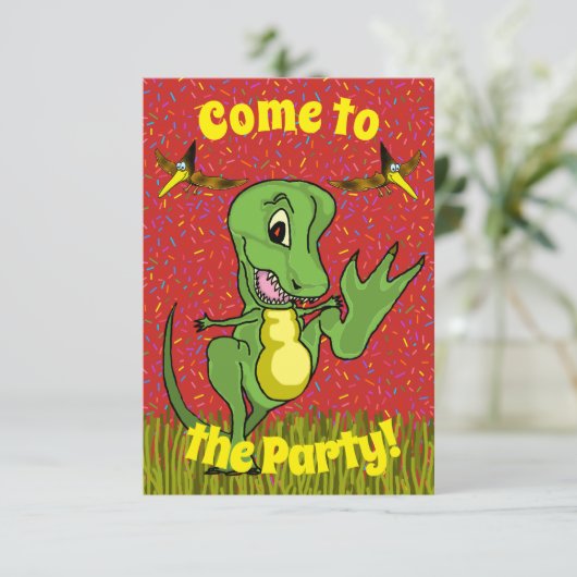 T-Rex-partijuitnodiging Kaart (Staand voorkant)