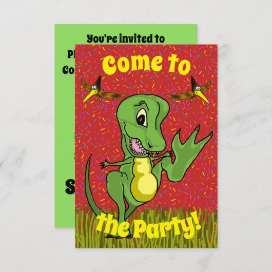 T-Rex-partijuitnodiging Kaart (Voorkant / Achterkant)