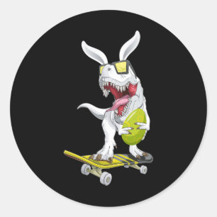 T Rex Pasen Dinosaur Bunny Die Een Ei En Ska Vasth Ronde Sticker