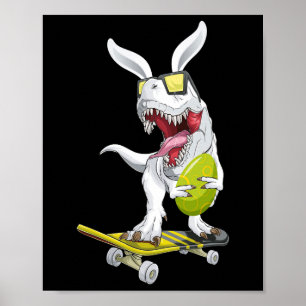 T Rex Pasen Dinosaur Bunny Die Een Ei Vasthoudt En Poster